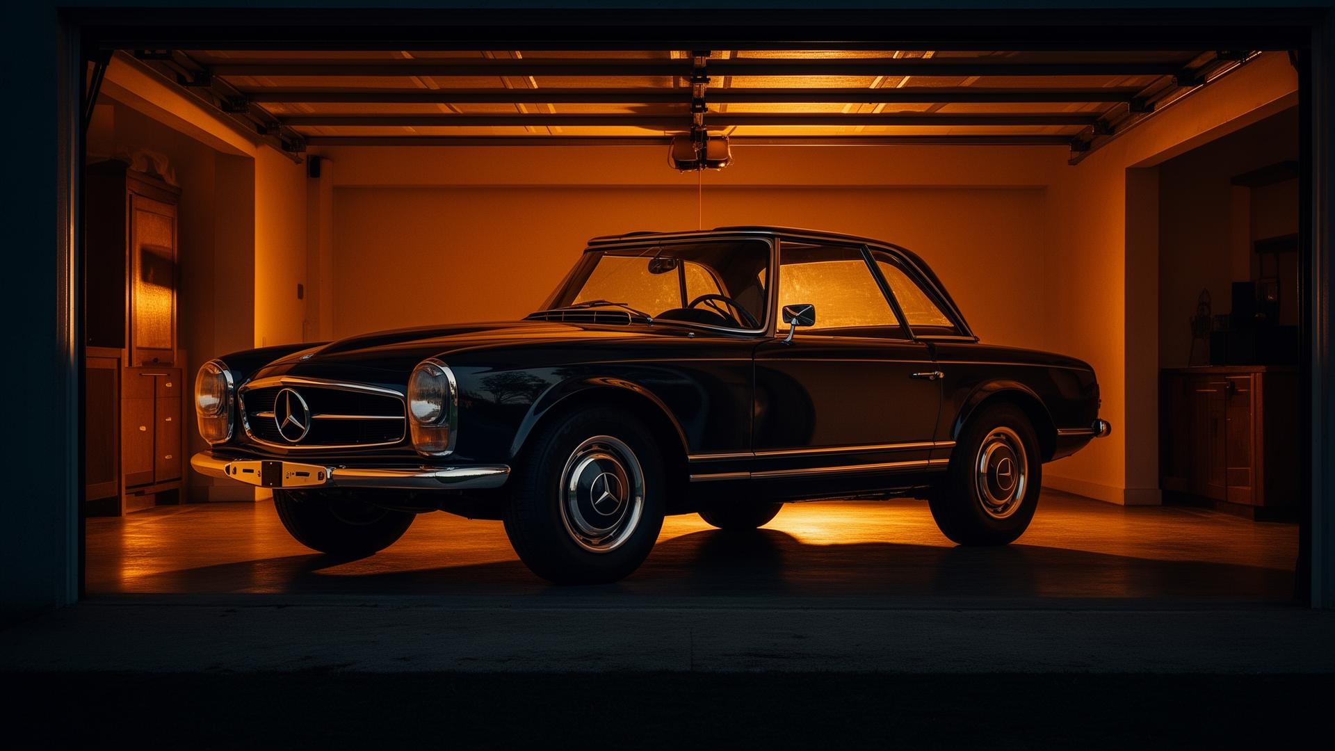Sfeervolle achtergrond met klassieke auto